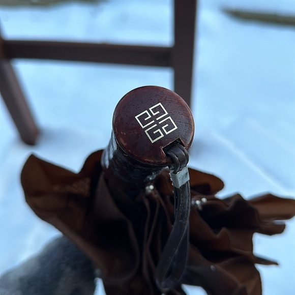 Givenchy Umbrella Spell Out All Over Logo One Touch Parasol Brown Vintage Retro - Picture 4 of 11